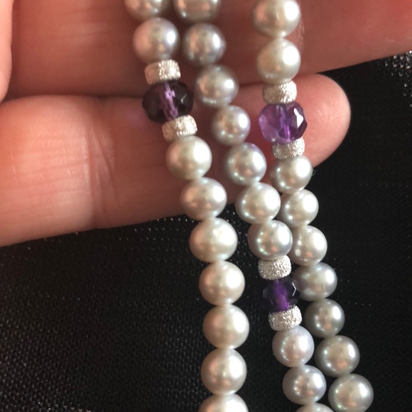 Danbury Mint silver pearl&lavender stone necklace - Picture 6 of 8
